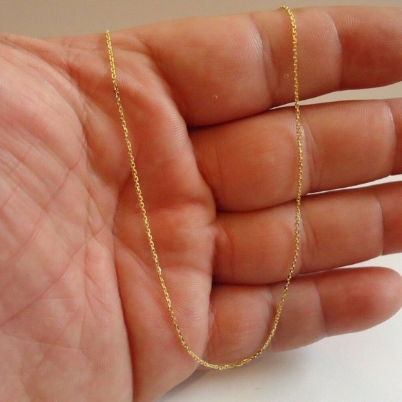 Italian 18" Rolo Made With 18K Yellow Gold Over Real 925 Sterling Silver Chain - Picture 1 of 5